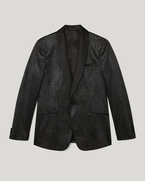 Embossed Paisley Black Tie Tuxedo, Black, hi-res